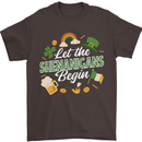 St Patricks Day Let the Shenanigans Begin Mens T-Shirt 100% Cotton Dark Chocolate