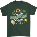 St Patricks Day Let the Shenanigans Begin Mens T-Shirt 100% Cotton Forest Green