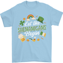 St Patricks Day Let the Shenanigans Begin Mens T-Shirt 100% Cotton Light Blue