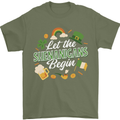 St Patricks Day Let the Shenanigans Begin Mens T-Shirt 100% Cotton Military Green