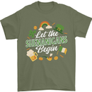 St Patricks Day Let the Shenanigans Begin Mens T-Shirt 100% Cotton Military Green