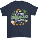 St Patricks Day Let the Shenanigans Begin Mens T-Shirt 100% Cotton Navy Blue