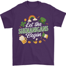 St Patricks Day Let the Shenanigans Begin Mens T-Shirt 100% Cotton Purple