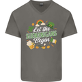 St Patricks Day Let the Shenanigans Begin Mens V-Neck Cotton T-Shirt Charcoal
