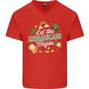 St Patricks Day Let the Shenanigans Begin Mens V-Neck Cotton T-Shirt Red
