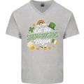 St Patricks Day Let the Shenanigans Begin Mens V-Neck Cotton T-Shirt Sports Grey