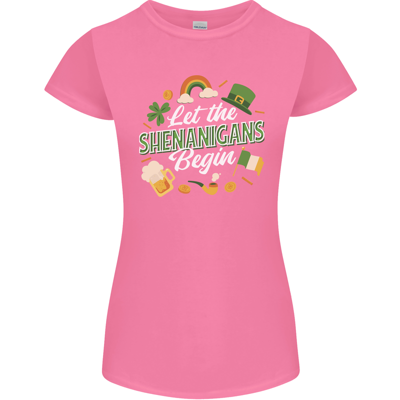 St Patricks Day Let the Shenanigans Begin Womens Petite Cut T-Shirt Azalea