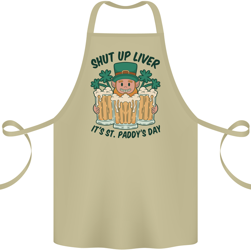 St Patricks Day Shut Up Liver Beer Alcohol Funny Cotton Apron 100% Organic Khaki