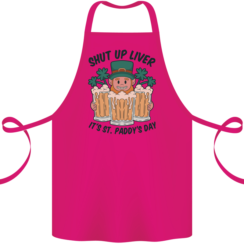 St Patricks Day Shut Up Liver Beer Alcohol Funny Cotton Apron 100% Organic Pink