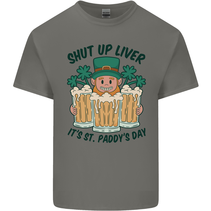 St Patricks Day Shut Up Liver Beer Alcohol Funny Kids T-Shirt Childrens Charcoal