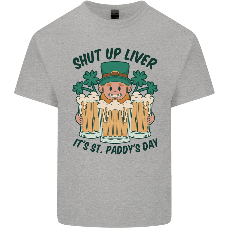 St Patricks Day Shut Up Liver Beer Alcohol Funny Kids T-Shirt Childrens Sports Grey