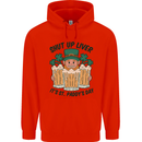 St Patricks Day Shut Up Liver Beer Alcohol Funny Mens 80% Cotton Hoodie Bright Red