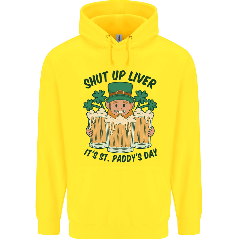 St Patricks Day Shut Up Liver Beer Alcohol Funny Mens 80% Cotton Hoodie Yellow