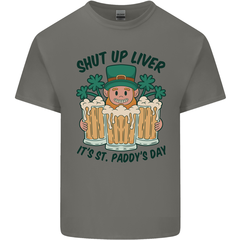 St Patricks Day Shut Up Liver Beer Alcohol Funny Mens Cotton T-Shirt Tee Top Charcoal