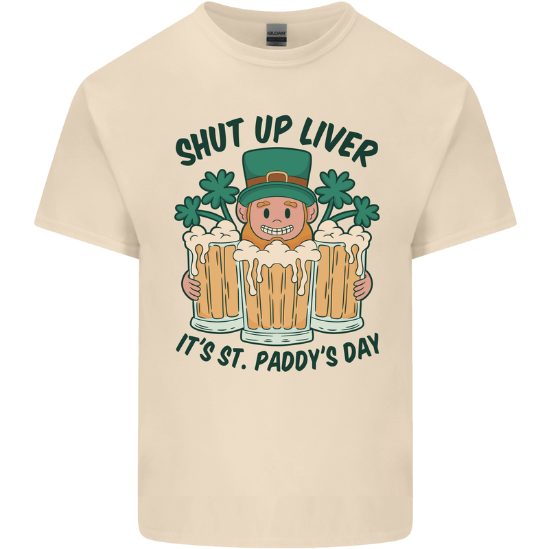 St Patricks Day Shut Up Liver Beer Alcohol Funny Mens Cotton T-Shirt Tee Top Natural