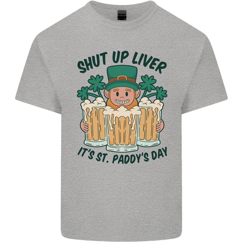 St Patricks Day Shut Up Liver Beer Alcohol Funny Mens Cotton T-Shirt Tee Top Sports Grey
