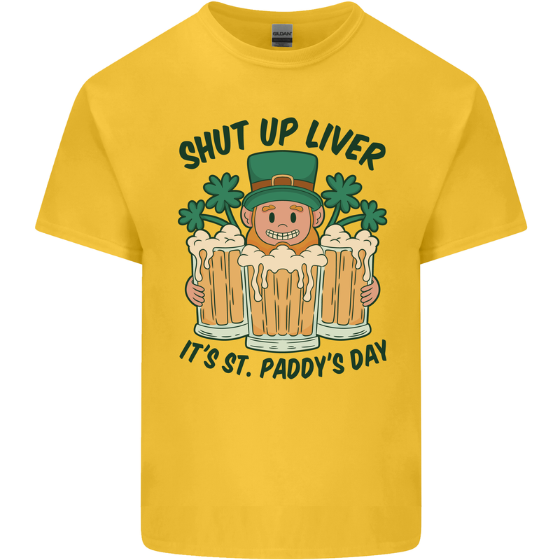 St Patricks Day Shut Up Liver Beer Alcohol Funny Mens Cotton T-Shirt Tee Top Yellow
