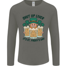 St Patricks Day Shut Up Liver Beer Alcohol Funny Mens Long Sleeve T-Shirt Charcoal