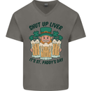 St Patricks Day Shut Up Liver Beer Alcohol Funny Mens V-Neck Cotton T-Shirt Charcoal