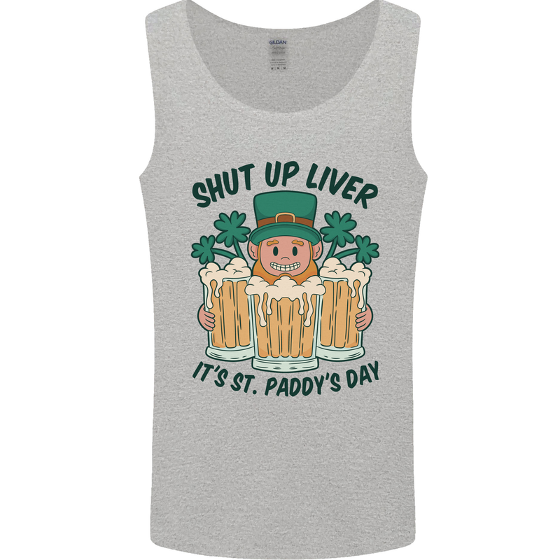 St Patricks Day Shut Up Liver Beer Alcohol Funny Mens Vest Tank Top Sports Grey