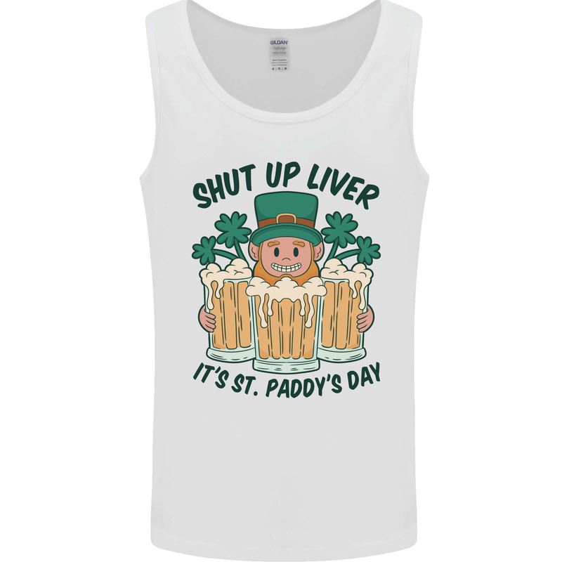 St Patricks Day Shut Up Liver Beer Alcohol Funny Mens Vest Tank Top White