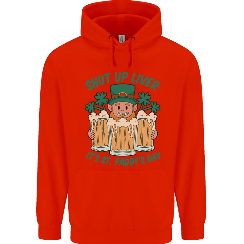St Patricks Day Shut Up Liver Funny Beer Alcohol Childrens Kids Hoodie Bright Red