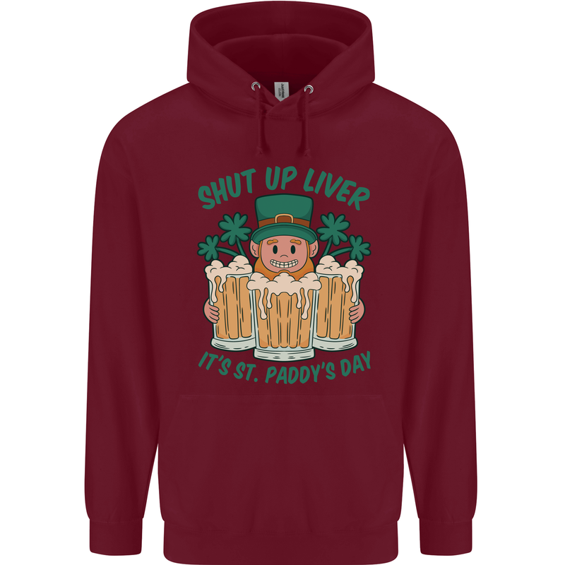 St Patricks Day Shut Up Liver Funny Beer Alcohol Childrens Kids Hoodie Maroon