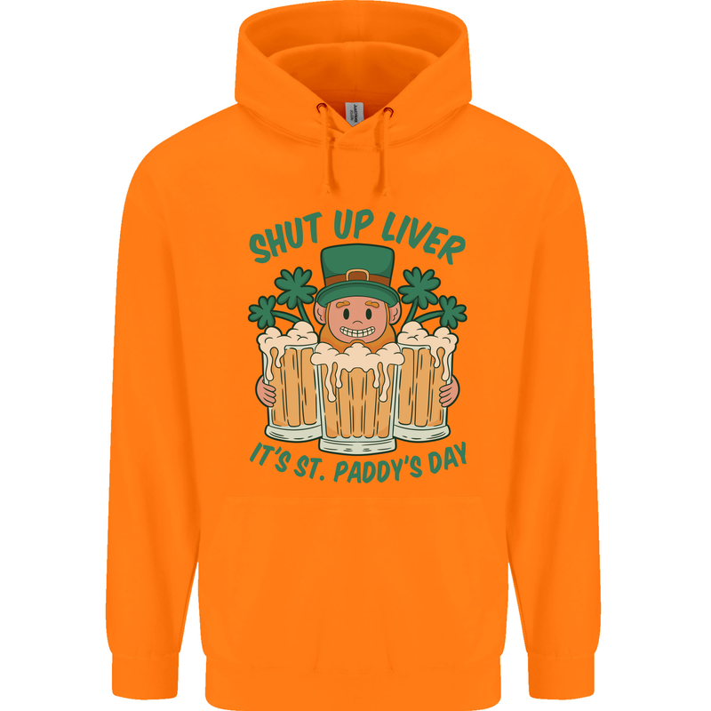 St Patricks Day Shut Up Liver Funny Beer Alcohol Childrens Kids Hoodie Orange