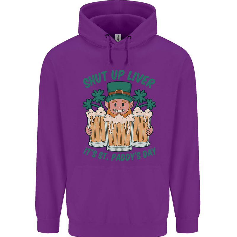 St Patricks Day Shut Up Liver Funny Beer Alcohol Childrens Kids Hoodie Purple