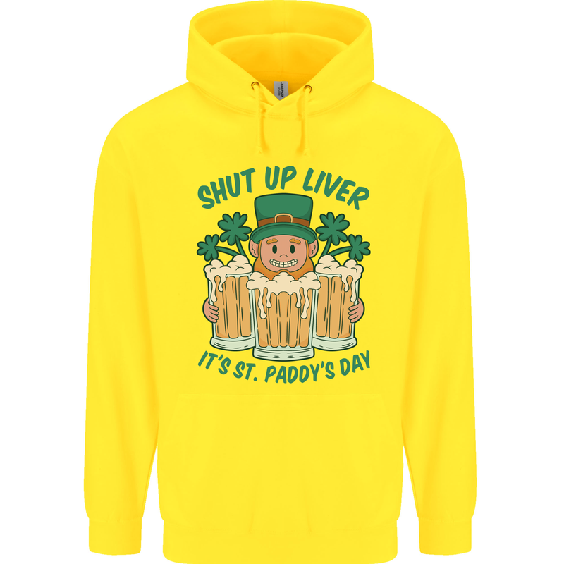 St Patricks Day Shut Up Liver Funny Beer Alcohol Childrens Kids Hoodie Yellow