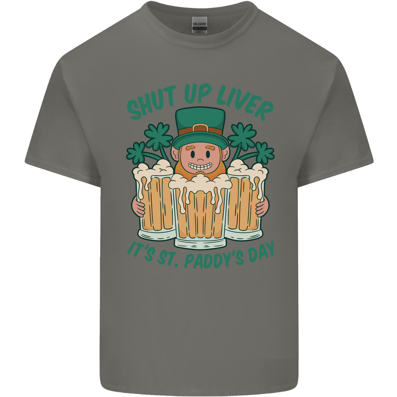 St Patricks Day Shut Up Liver Funny Beer Alcohol Mens Cotton T-Shirt Tee Top Charcoal