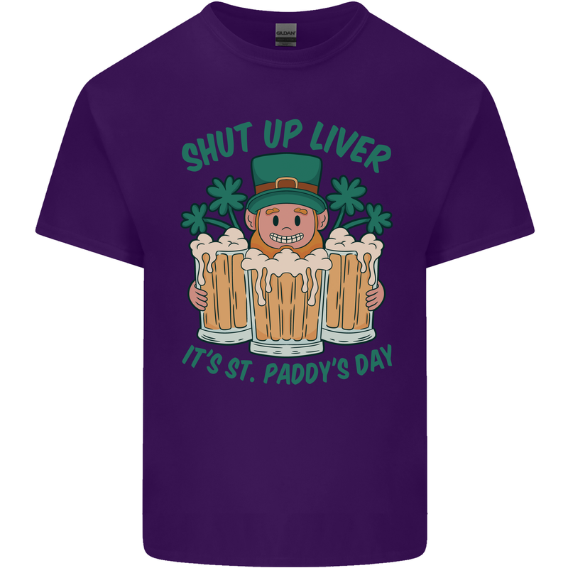 St Patricks Day Shut Up Liver Funny Beer Alcohol Mens Cotton T-Shirt Tee Top Purple