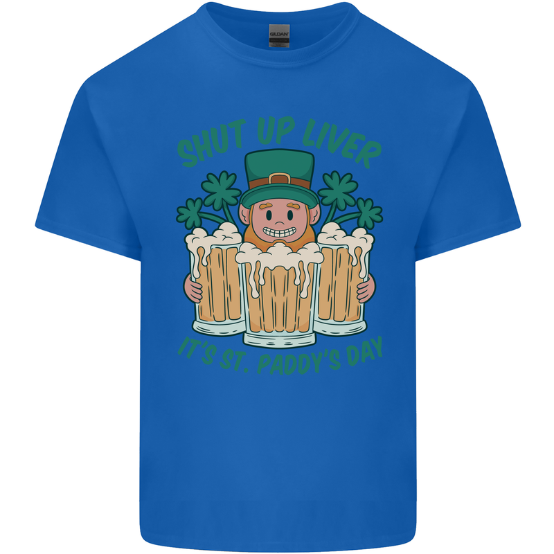 St Patricks Day Shut Up Liver Funny Beer Alcohol Mens Cotton T-Shirt Tee Top Royal Blue