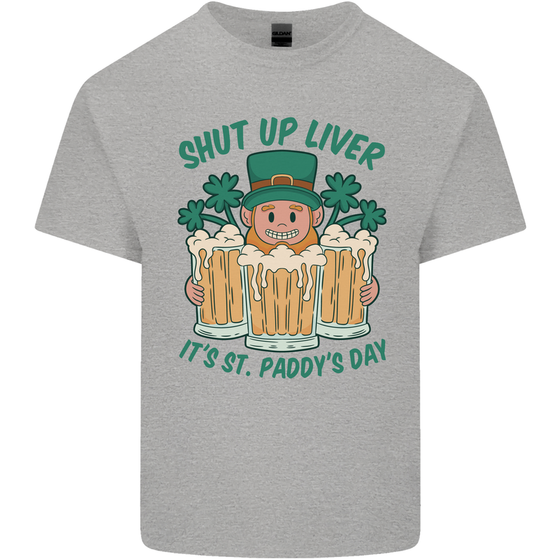 St Patricks Day Shut Up Liver Funny Beer Alcohol Mens Cotton T-Shirt Tee Top Sports Grey