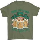 St Patricks Day Shut Up Liver Funny Beer Alcohol Mens T-Shirt 100% Cotton Military Green