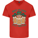 St Patricks Day Shut Up Liver Funny Beer Alcohol Mens V-Neck Cotton T-Shirt Red
