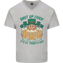 St Patricks Day Shut Up Liver Funny Beer Alcohol Mens V-Neck Cotton T-Shirt Sports Grey