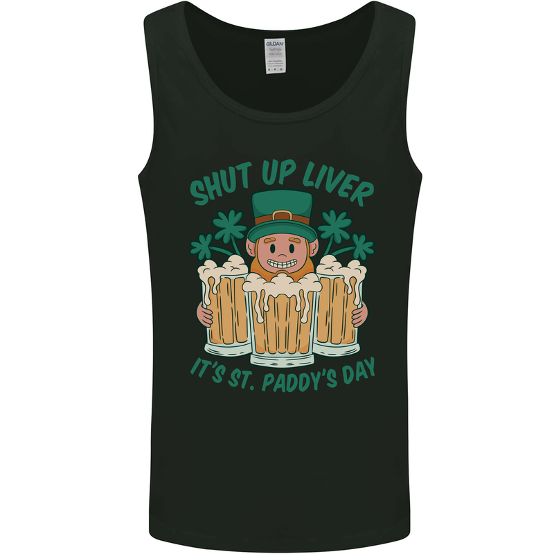 St Patricks Day Shut Up Liver Funny Beer Alcohol Mens Vest Tank Top Black
