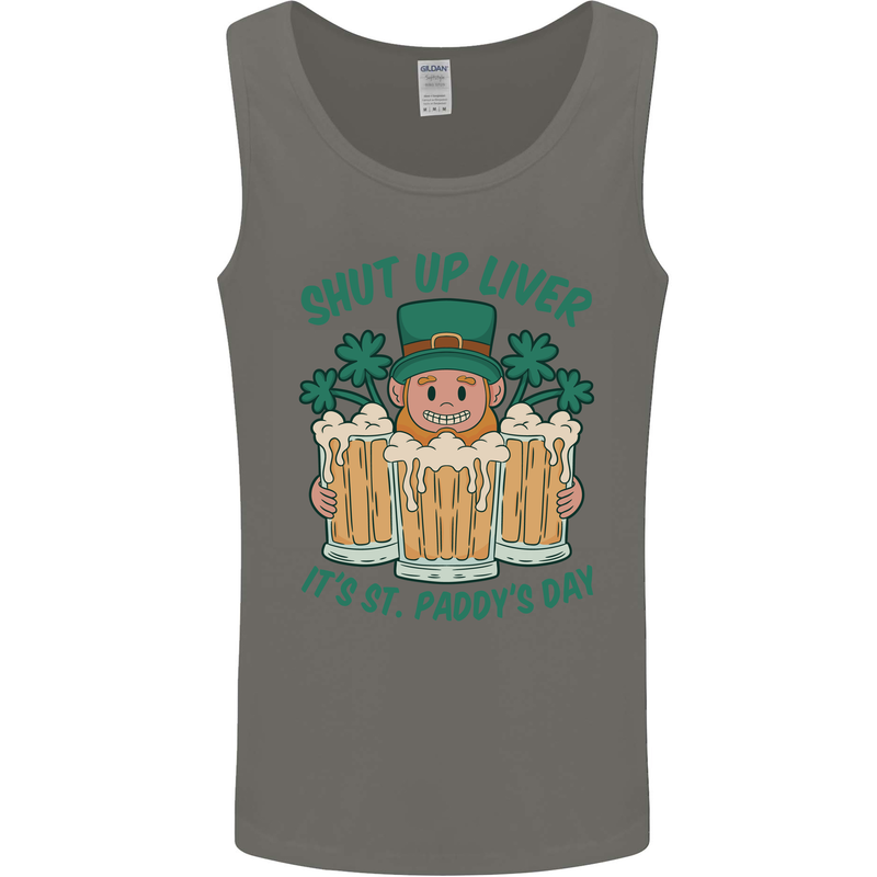 St Patricks Day Shut Up Liver Funny Beer Alcohol Mens Vest Tank Top Charcoal