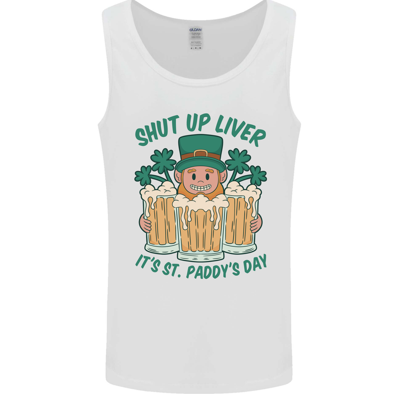 St Patricks Day Shut Up Liver Funny Beer Alcohol Mens Vest Tank Top White