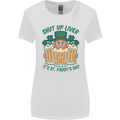 St Patricks Day Shut Up Liver Funny Beer Alcohol Womens Wider Cut T-Shirt White