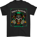 St Patricks Day Skull Beer Alcohol Mens T-Shirt 100% Cotton Black