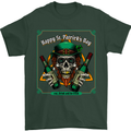 St Patricks Day Skull Beer Alcohol Mens T-Shirt 100% Cotton Forest Green