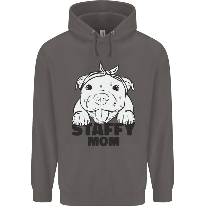 Staffy Mom Funny Staffordshirt Terrier Mens 80% Cotton Hoodie Charcoal