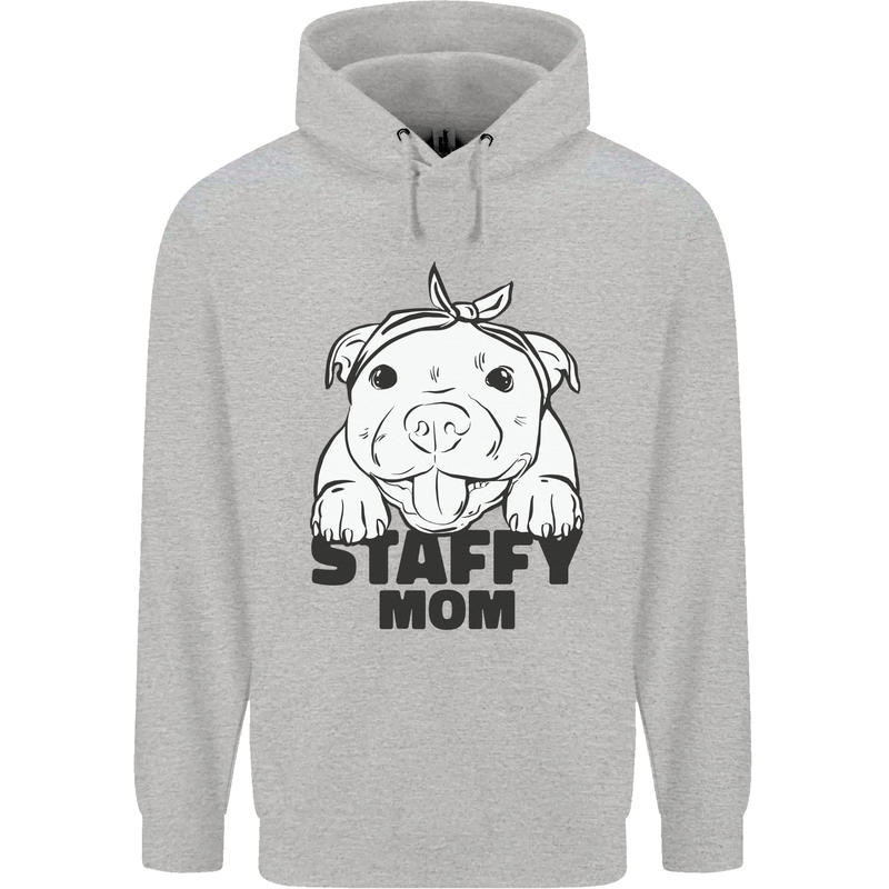 Staffy Mom Funny Staffordshirt Terrier Mens 80% Cotton Hoodie Sports Grey