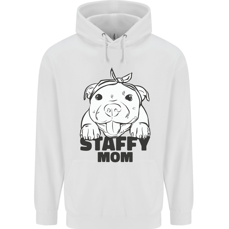 Staffy Mom Funny Staffordshirt Terrier Mens 80% Cotton Hoodie White