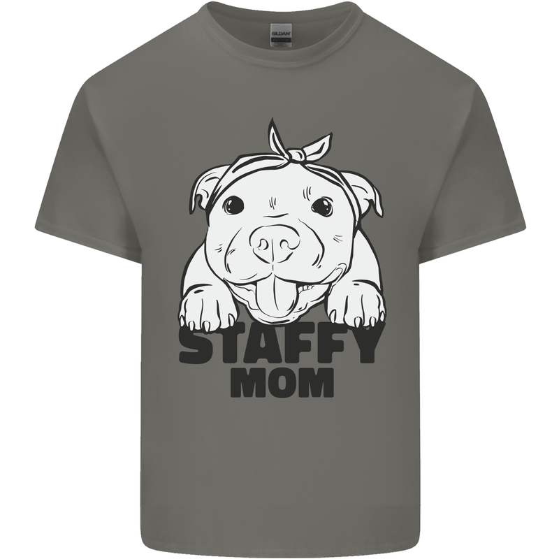 Staffy Mom Funny Staffordshirt Terrier Mens Cotton T-Shirt Tee Top Charcoal