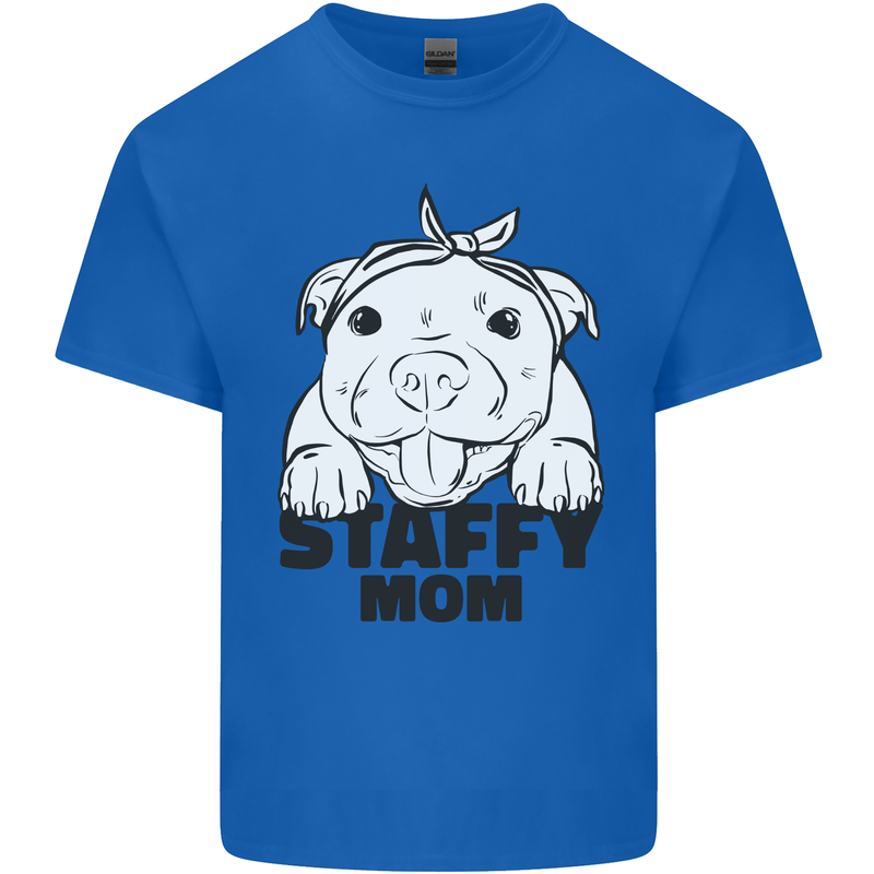 Staffy Mom Funny Staffordshirt Terrier Mens Cotton T-Shirt Tee Top Royal Blue