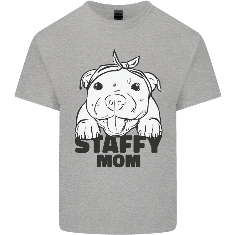 Staffy Mom Funny Staffordshirt Terrier Mens Cotton T-Shirt Tee Top Sports Grey