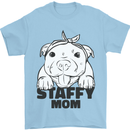 Staffy Mom Funny Staffordshirt Terrier Mens T-Shirt 100% Cotton Light Blue